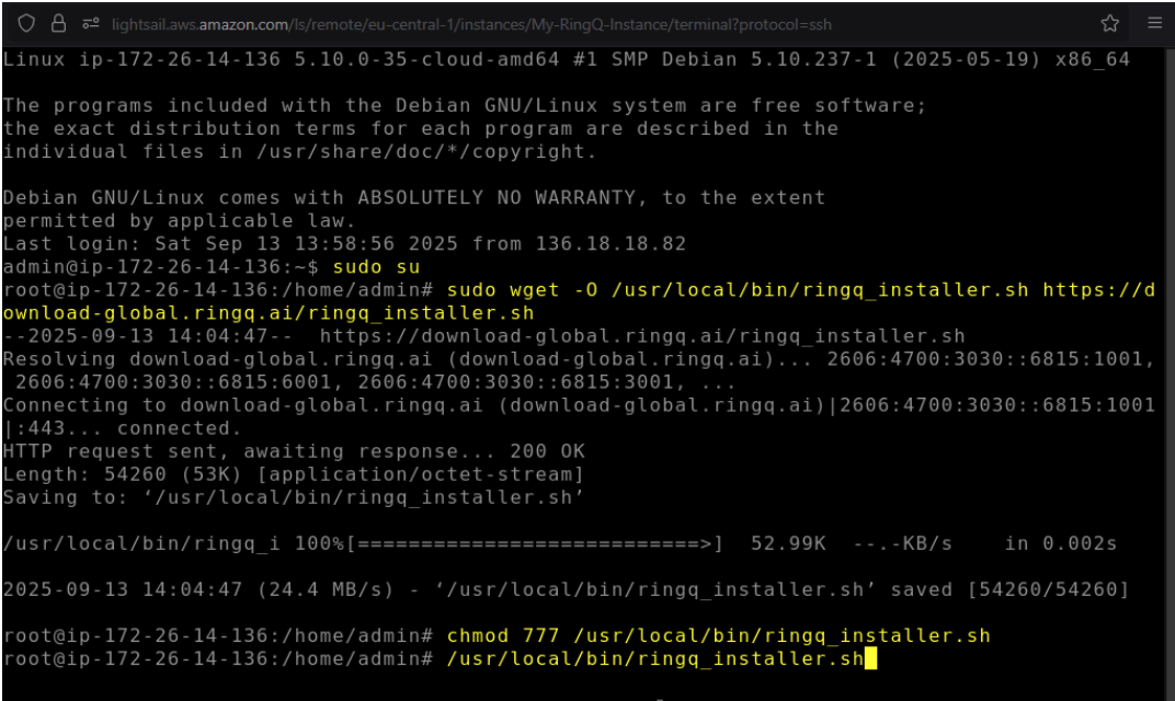 Amazon Lightsail terminal